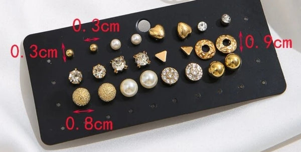 12 Pairs Faux Pearls Earrings.