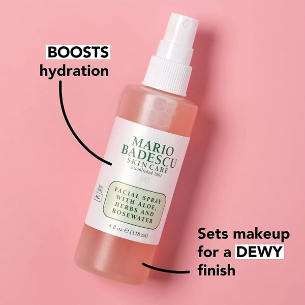 Mario Badescu Facial Spray with Aloe, Herbs and Rosewater for All Skin Types | Face Mist that Hydrates, Rejuvenates & Clarifies