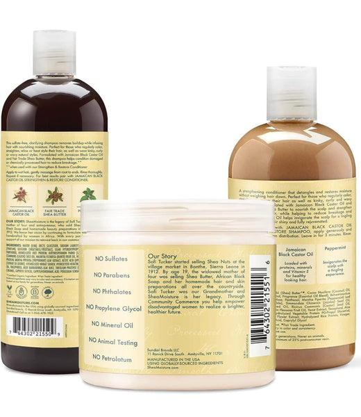 SHEA MOISTUREJamaican Black Castor Oil Strengthen & Restore Shampoo 473ml & Leave-In Conditioner 454g Twin