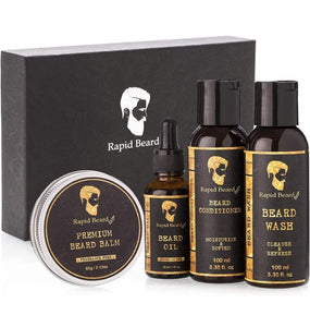 Beard Grooming kit for Men Care - Unscented Beard Oil, Beard Shampoo Wash, Beard Conditioner Softener, Fragrance Free Beard Balm Leave in Wax Butter - for Styling Shaping & Growth set