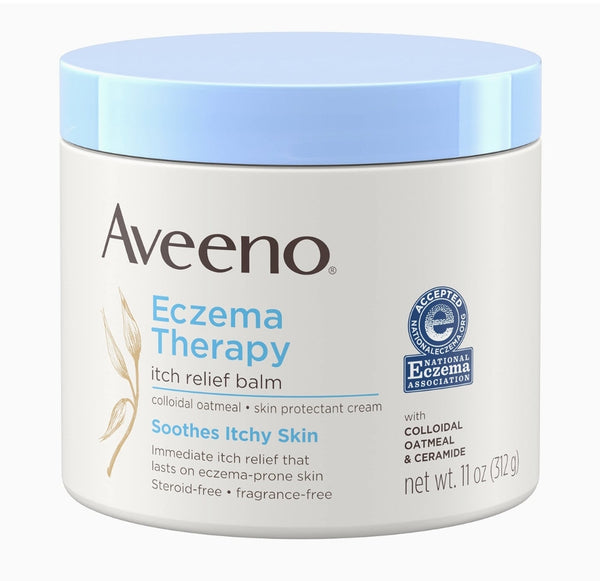 Aveeno Eczema Therapy Itch Relief Balm with Colloidal Oatmeal & Ceramide for Dry Itchy Skin, Non-Greasy, Steroid-, Fragrance- & Paraben-Free Moisturizing Skin Protectant Cream, 11 oz