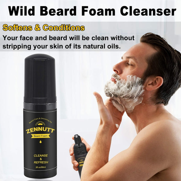 Beard Growth Kit,Beard Kit,Beard Grooming Kit w/Beard Foam,Beard Conditioner,Beard Growth Oil,Beard Balm,Brush,Comb,Scissor Beard Care Kit for Men Stuff,Unique Christmas Gift Set