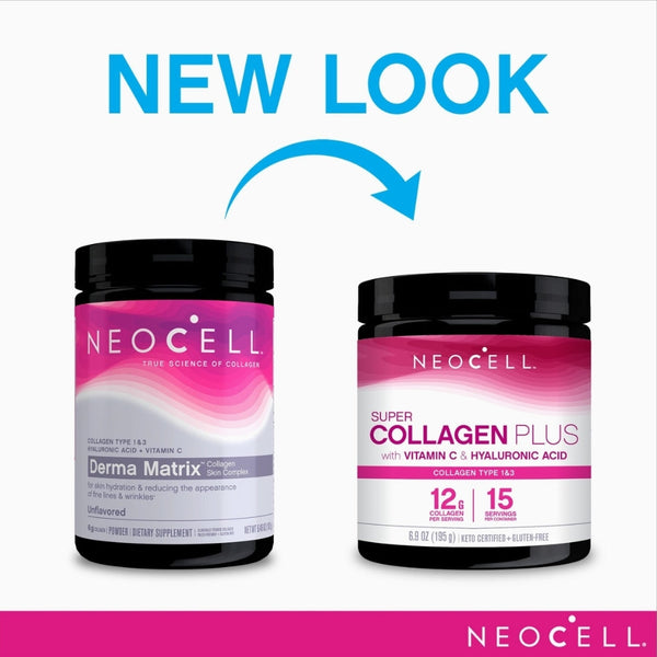 NeoCell Super Collagen Plus with Vitamin C and Hyaluronic Acid, Collagen Type 1 and 3 Dietary Supplement, Keto Certified, Gluten-Free, 6.9 Ounces