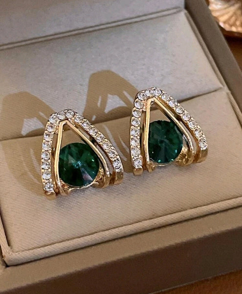 Emerald Rhinestone Studs.