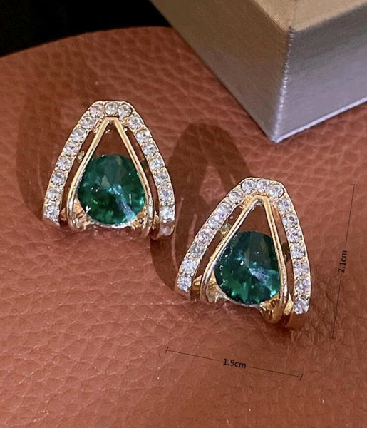 Emerald Rhinestone Studs.