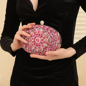 Rhinestone Detail Colorblock Clutch