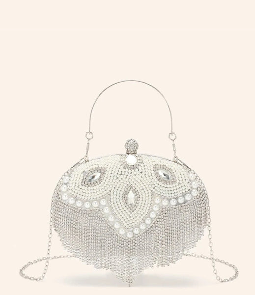 Rhinestone Decor Heart Design Novelty Clutch.