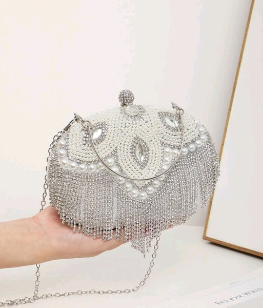 Rhinestone Decor Heart Design Novelty Clutch.