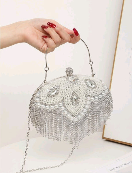 Rhinestone Decor Heart Design Novelty Clutch.