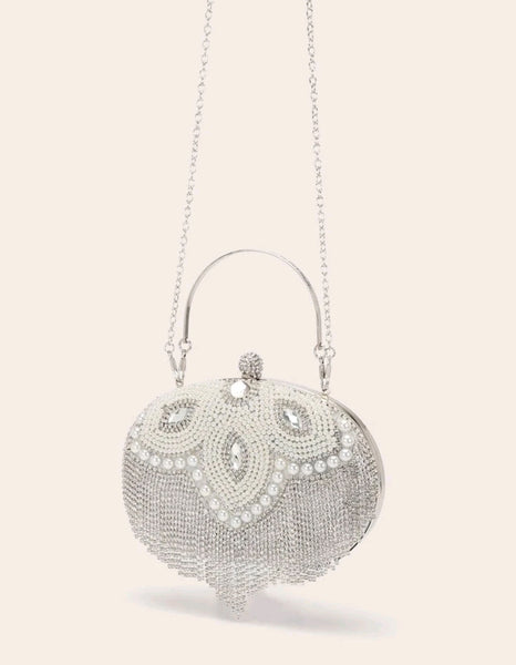 Rhinestone Decor Heart Design Novelty Clutch.