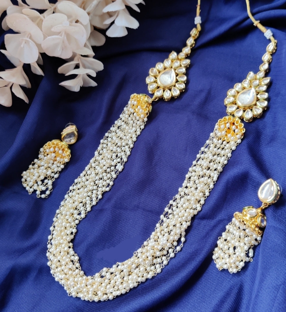 Polki Kundan Pearl Mala Set.