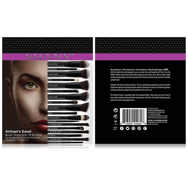 SHANY Artisan's Easel 18 Piece Elite Cosmetics Brush Collection, Black