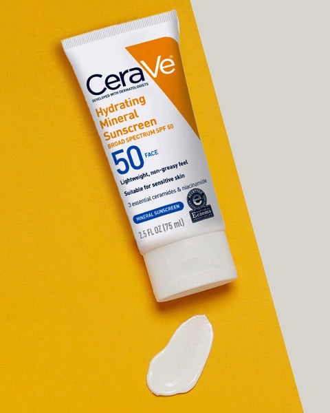 CeraVe 100% Mineral Sunscreen SPF 50 | Face Sunscreen with Zinc Oxide & Titanium Dioxide for Sensitive Skin