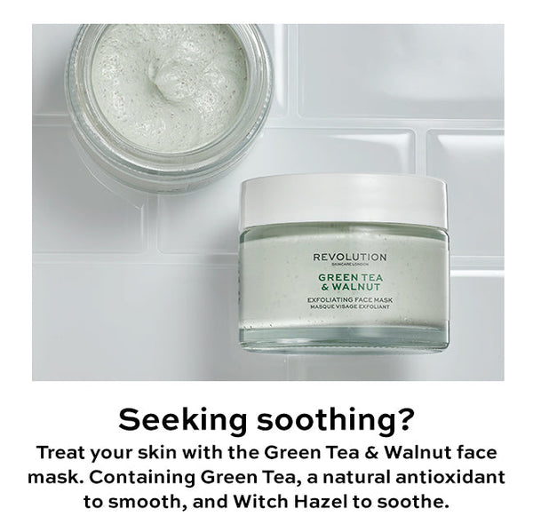 REVOLUTION SKINCARE

GREEN TEA AND WALNUT EXFOLIATING FACE MASK